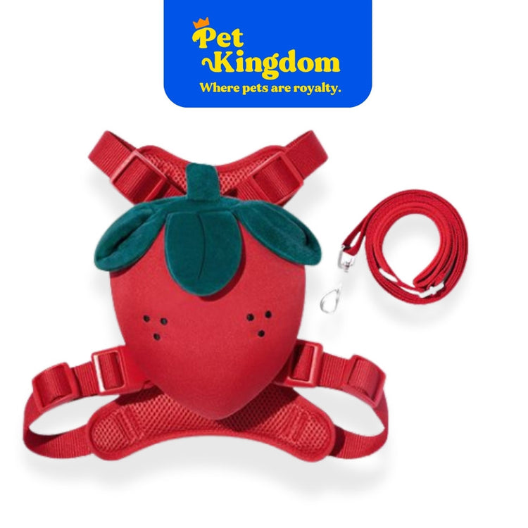 VETRESKA Strawberry Pet Backpack, Harness & Leash Set L