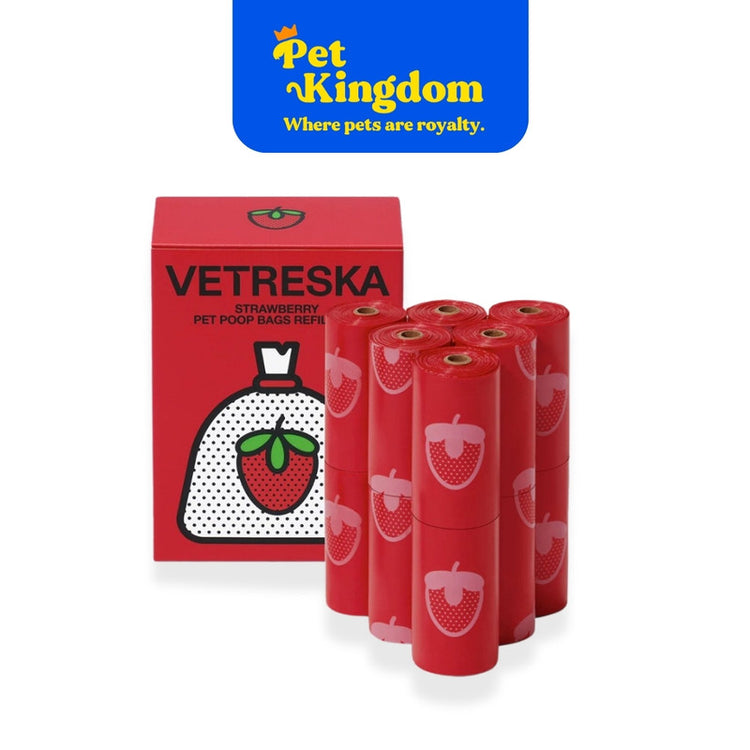 VETRESKA Strawberry Pet Poop Bags Refill Set (12 Rolls)