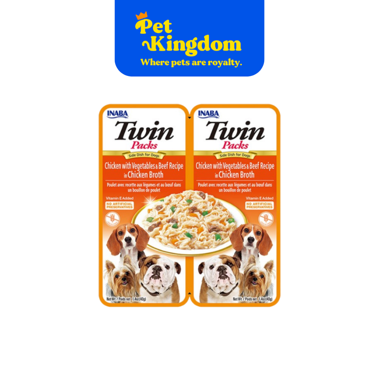 USD802 - INABA TWIN PACKS CHICKEN WITH VEGETABLES & BEEF RECIPE IN CHICKEN BROTH 40GX2