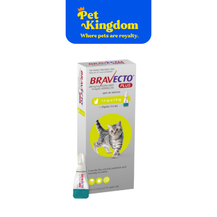 BRAVECTO SPOT ON PLUS FOR CAT 1.2-2.8KG (SILVER+GREEN) 112.5/5.6MG(S) - RX