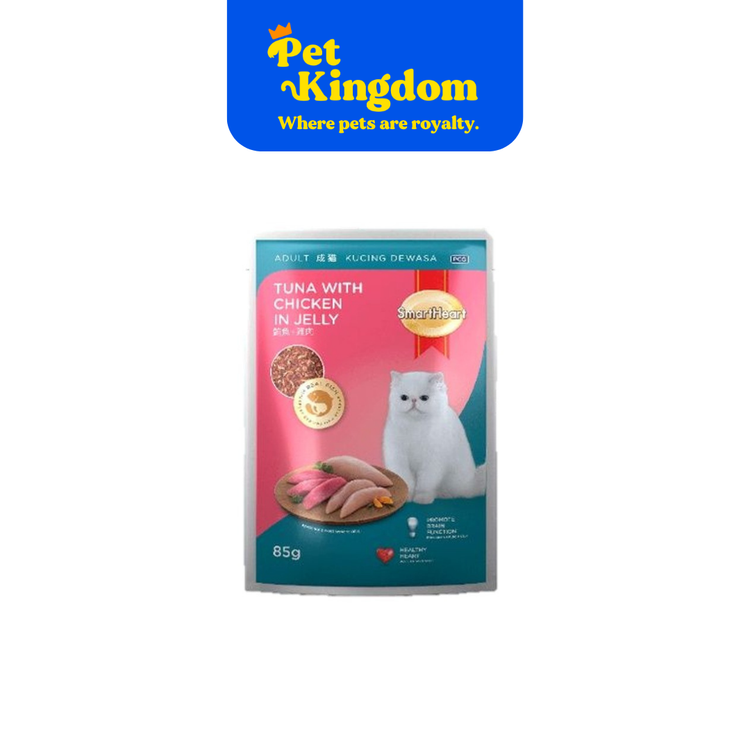 SMARTHEART CAT POUCH ADULT TUNA WITH CHICKEN IN JELLY 85G X 48