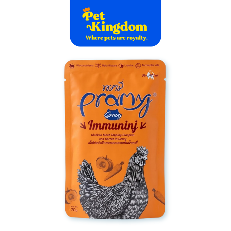 Pramy Immunity Chicken Meat Topping with Pumpkin & Carrot in Gravy 70g