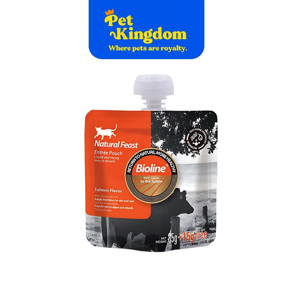 BIOLINE NATURAL FEAST ENTR+dE POUCH SALMON FLAVOR 85G