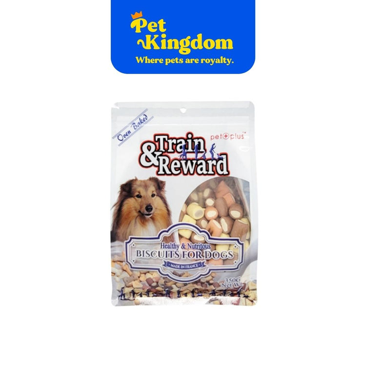 PET PLUS TRAIN & REWARD MIX MINI STUFFED BISCUIT 350G