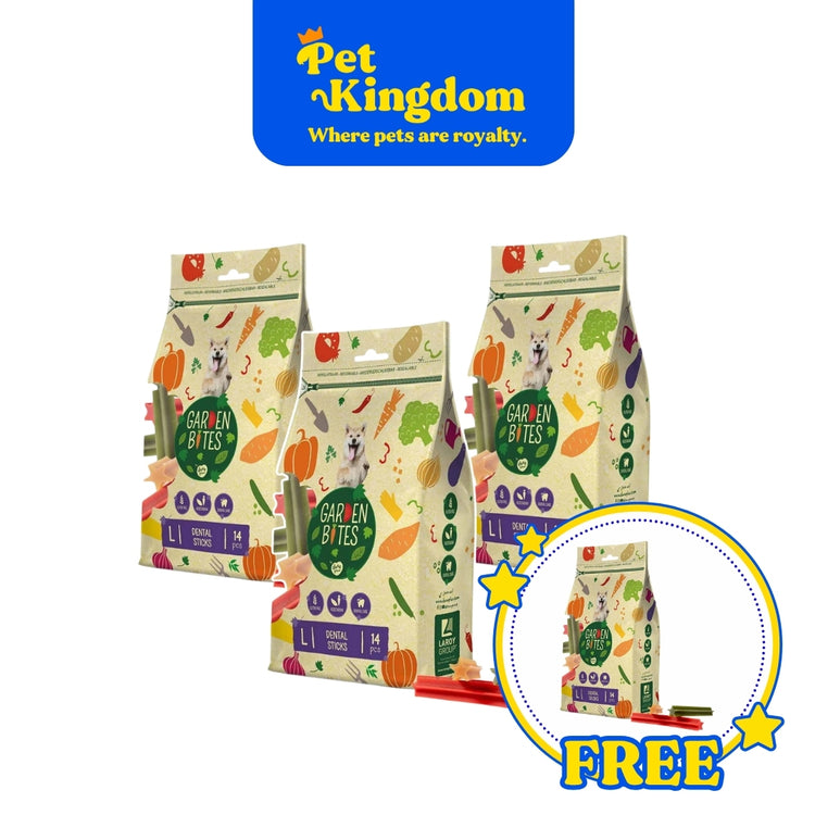 BUY 3 LARGE - GARDEN BITES DENTAL STICKS AND  GET FREE GARDEN BITES DENTAL STICKS - XL