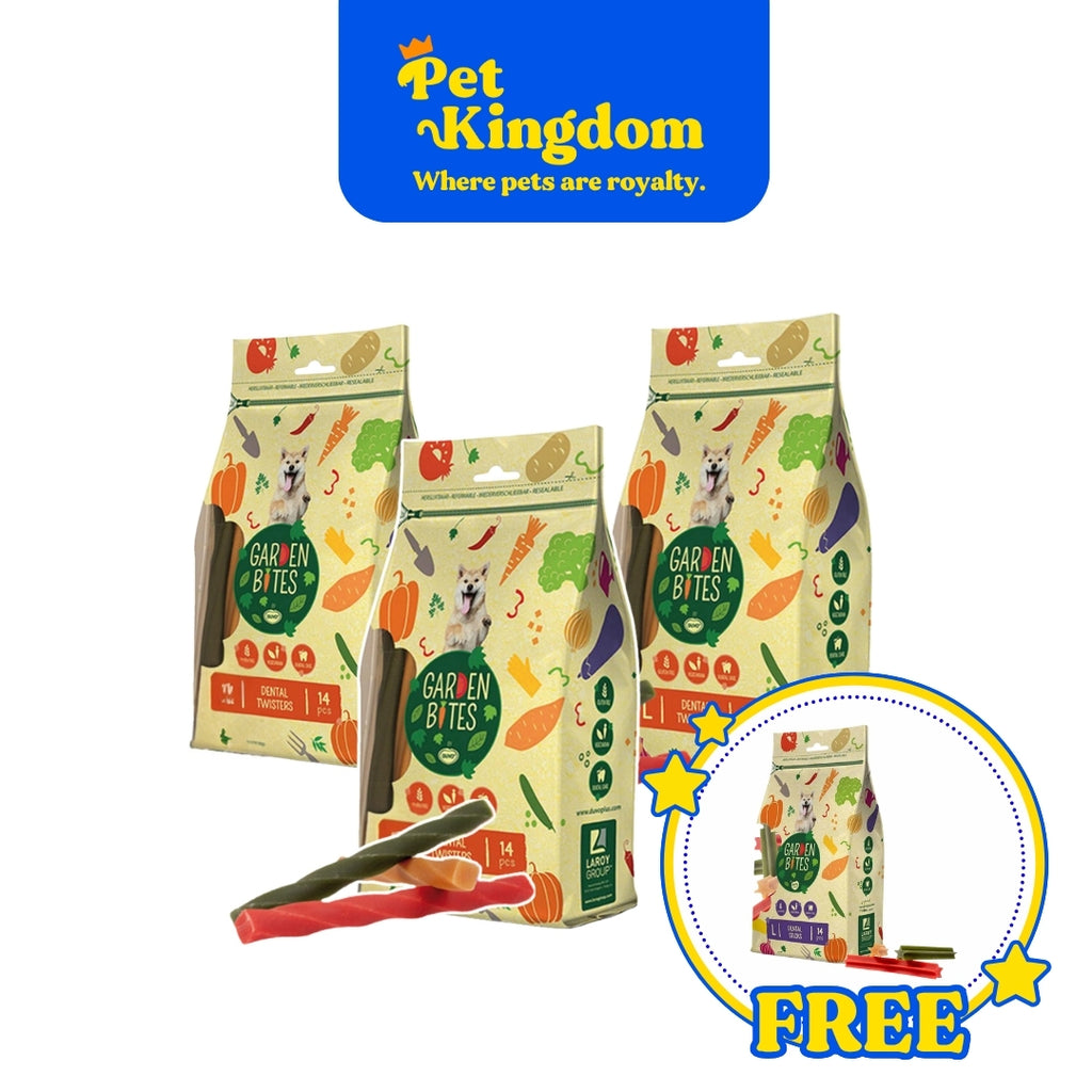 BUY 3 LARGE - GARDEN BITES FRUITY DENTAL SWIRLS AND  GET FREE GARDEN BITES STICKS - XL