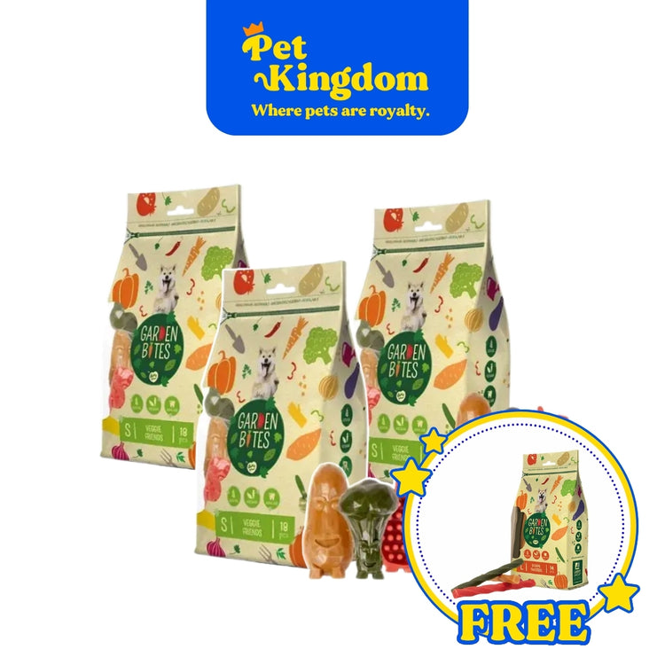 BUY 3 GARDEN BITES VEGGIE FRIEND L AND  GET FREE GARDEN BITES DENTAL TWISTERS- XL