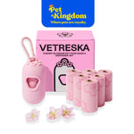 VETRESKA Cherry Blossom Pet Poop Bags & Dispenser Set(1 Dispenser + 7 Rolls)