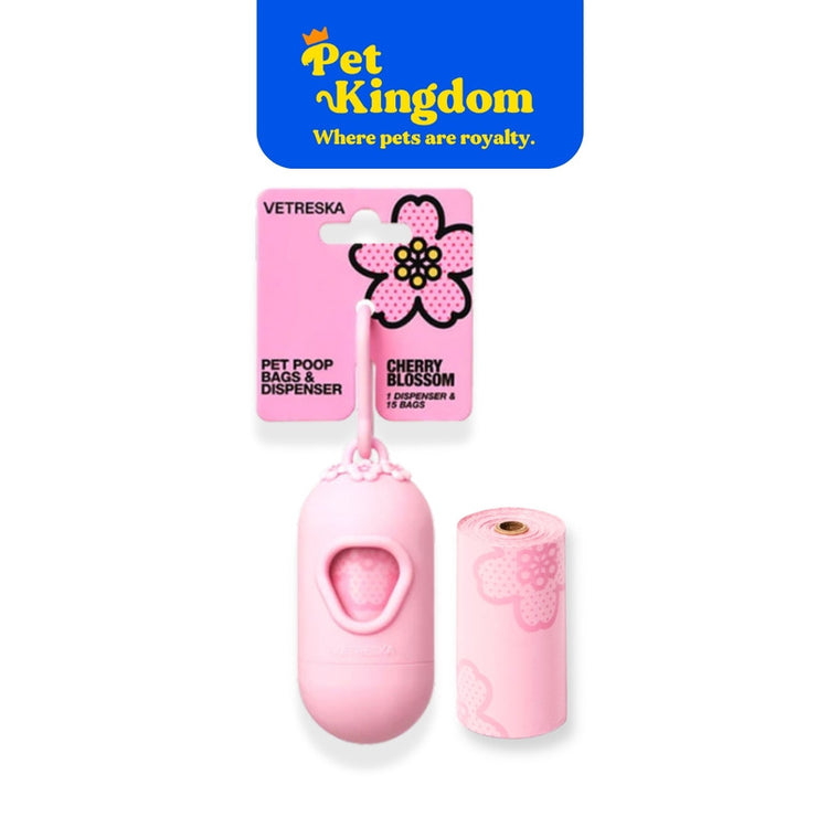 VETRESKA Cherry Blossom Pet Poop Bags & Dispenser(Dispenser + 1 Roll)