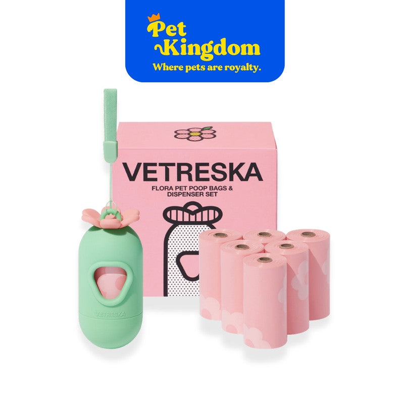 VETRESKA Flora Pet Poop Bags & Dispenser Set(1 Dispenser + 7 Rolls)