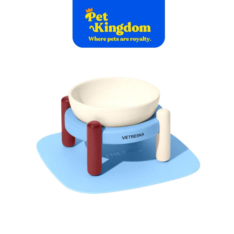 VETRESKA Mist and Merlot Pet Bowl & Mat Set S