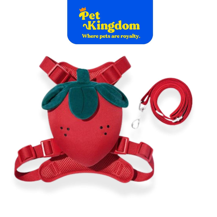 VETRESKA Strawberry Pet Backpack, Harness & Leash Set M