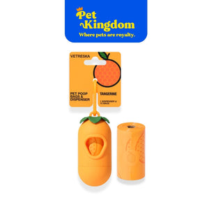 VETRESKA Tangerine Pet Poop Bags & Dispenser(1 Dispenser + 1 Roll)