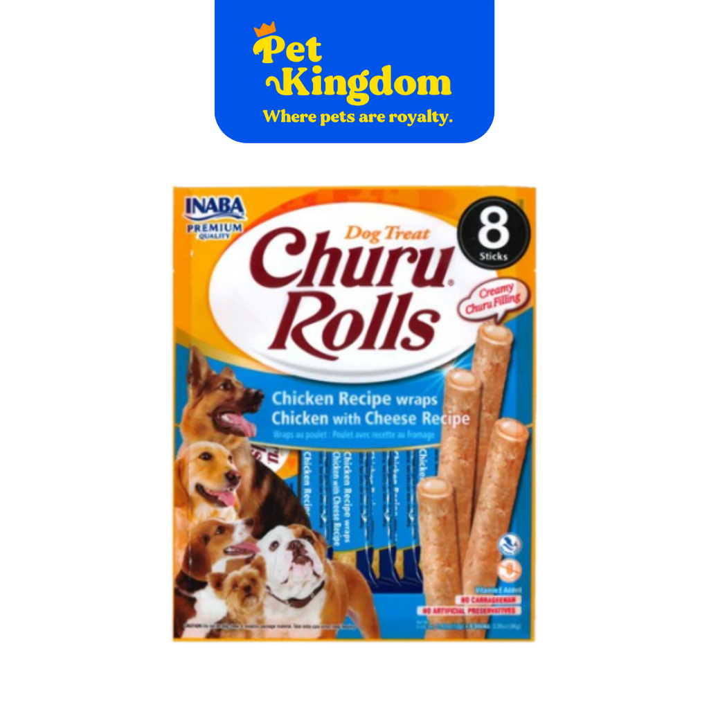 USD733 - INABA CHURU ROLLS FOR DOG CHICKEN RECIPE WRAPS CHICKEN WITH CHEESE RECIPE 12GX8