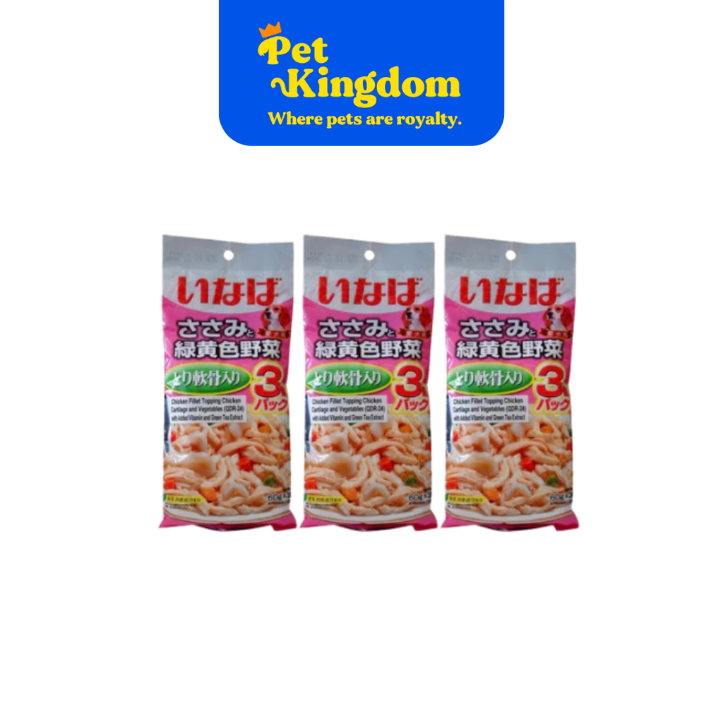 QDR24 - INABA CHICKEN FILLET TOPPING CHICKEN CARTILAGE & VEGETABLES 60GX3