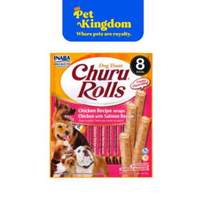 USD732 - INABA CHURU ROLLS FOR DOG CHICKEN RECIPE WRAPS CHICKEN WITH SALMON RECIPE 12GX8