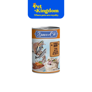 BRAVOCAT ADULT CAT FOOD TUNA WITH SALMON IN BROTH 400G